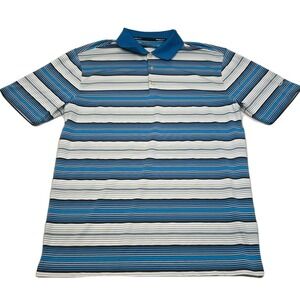 Nike Golf Tour Performance Polo Shirt Mens Medium Blue Striped Dri-FIT Athletic